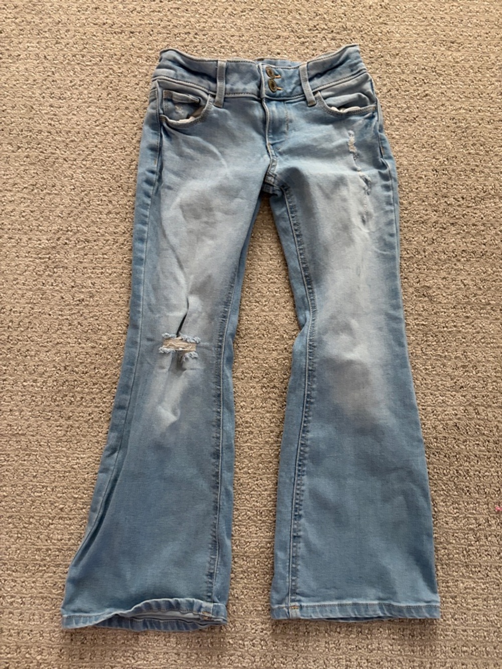 SO Light Blue Flare Jeans with Distressed Knee
